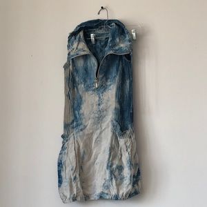 Linen & knit tunic dress